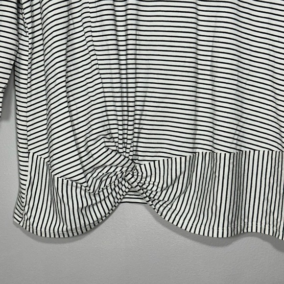Chico's White Black Stripe Pullover Top Women Large Round Neck 3/4 Sleeve - Picture 12 of 12